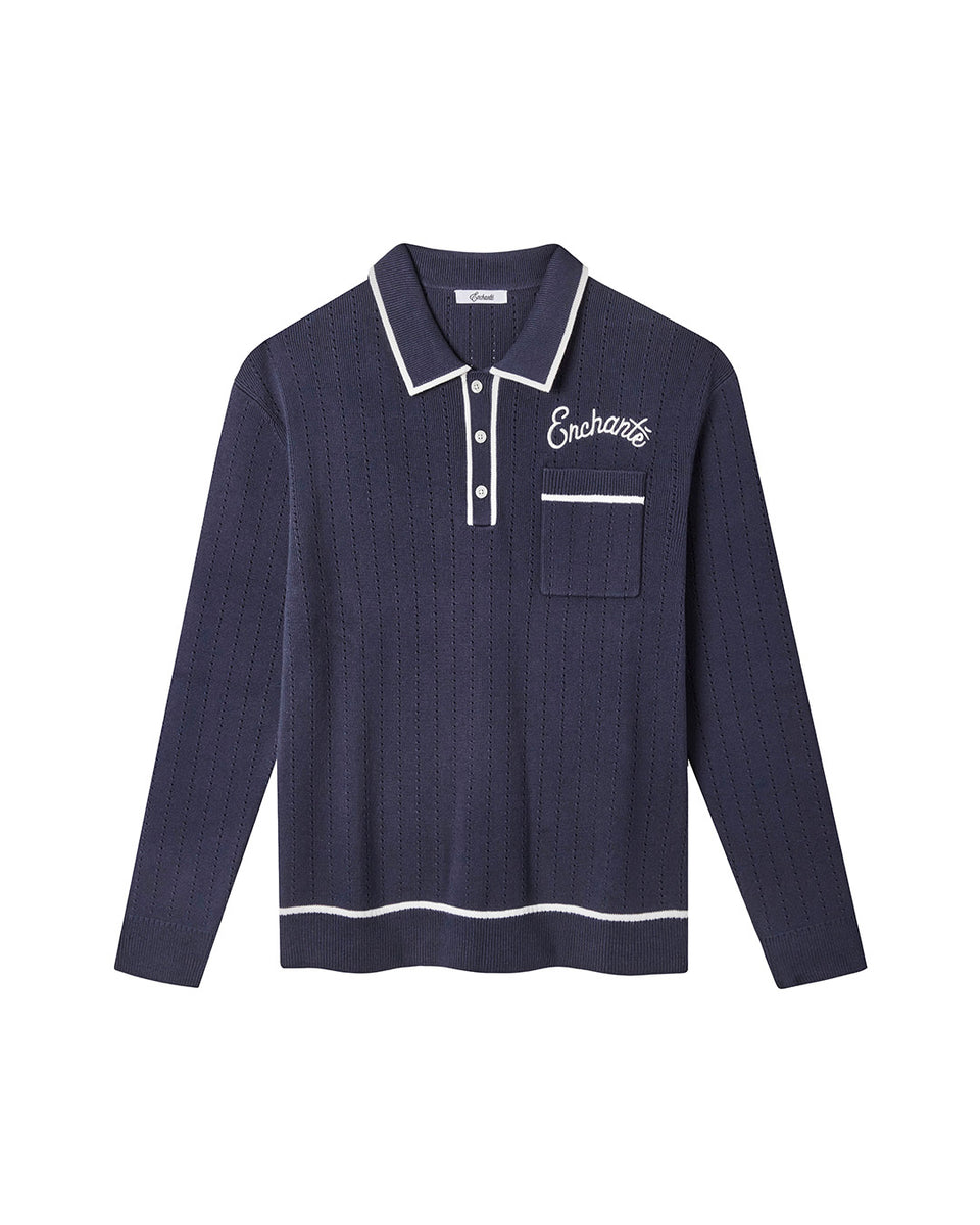 Pointelle Knit Long Sleeve Polo – Enchanté